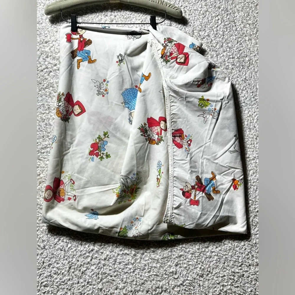 Little Red Riding Hood Fitted Sheet Twin 1970’s Sears Roebuck Grannycore Bedding